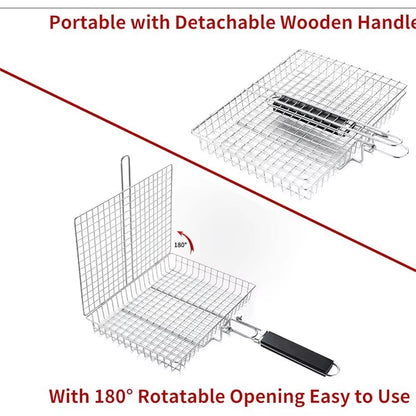 Cesta Parrillera Plegable de Acero Inoxidable